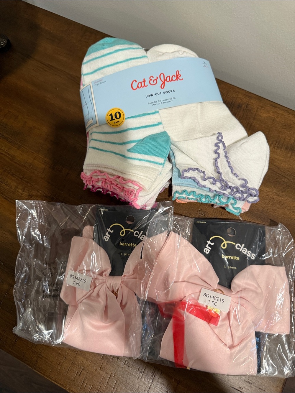 Cat & Jack Low-Cut Socks - White with Aqua, Pink & Purple Accents